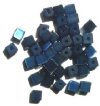 40 4mm Navy Fiber Optic Cat Eye Cube Beads